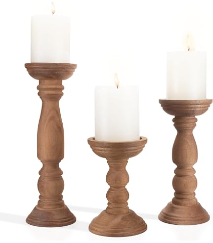 Amazon.com: Deco 79 94555 Segmented Mango Wood Candle Holders (Set